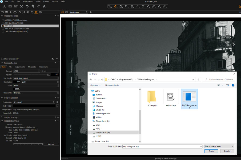 Capture One : Open With dialog box.