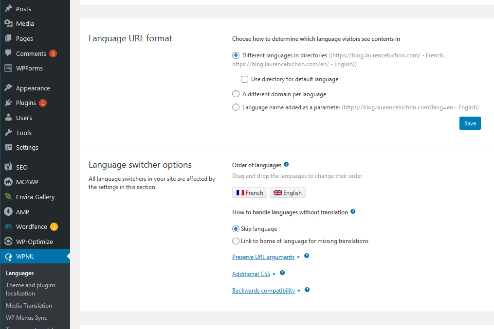 WMPL options for the language URL format.